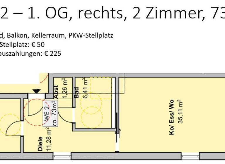 Wohnung zur Miete - Erstbezug 1.533 € 2 Zimmer 73 m² 1. Geschoss frei ab 01.07.2026 Erkerstrasse 23 Ensen Köln Porz Ensen 51149