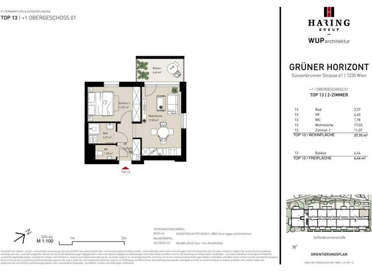 Wohnung zum Kauf - Erstbezug 237.500 € 2 Zimmer 37,7 m² 1. Geschoss Süßenbrunner Straße 61 Wien 1220