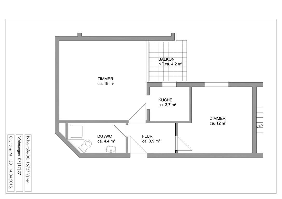 Wohnung zur Miete 592 € 2 Zimmer 45,5 m²<br/>Wohnfläche 1.<br/>Geschoss ab sofort<br/>Verfügbarkeit Bahnstraße 30 Velten 16727