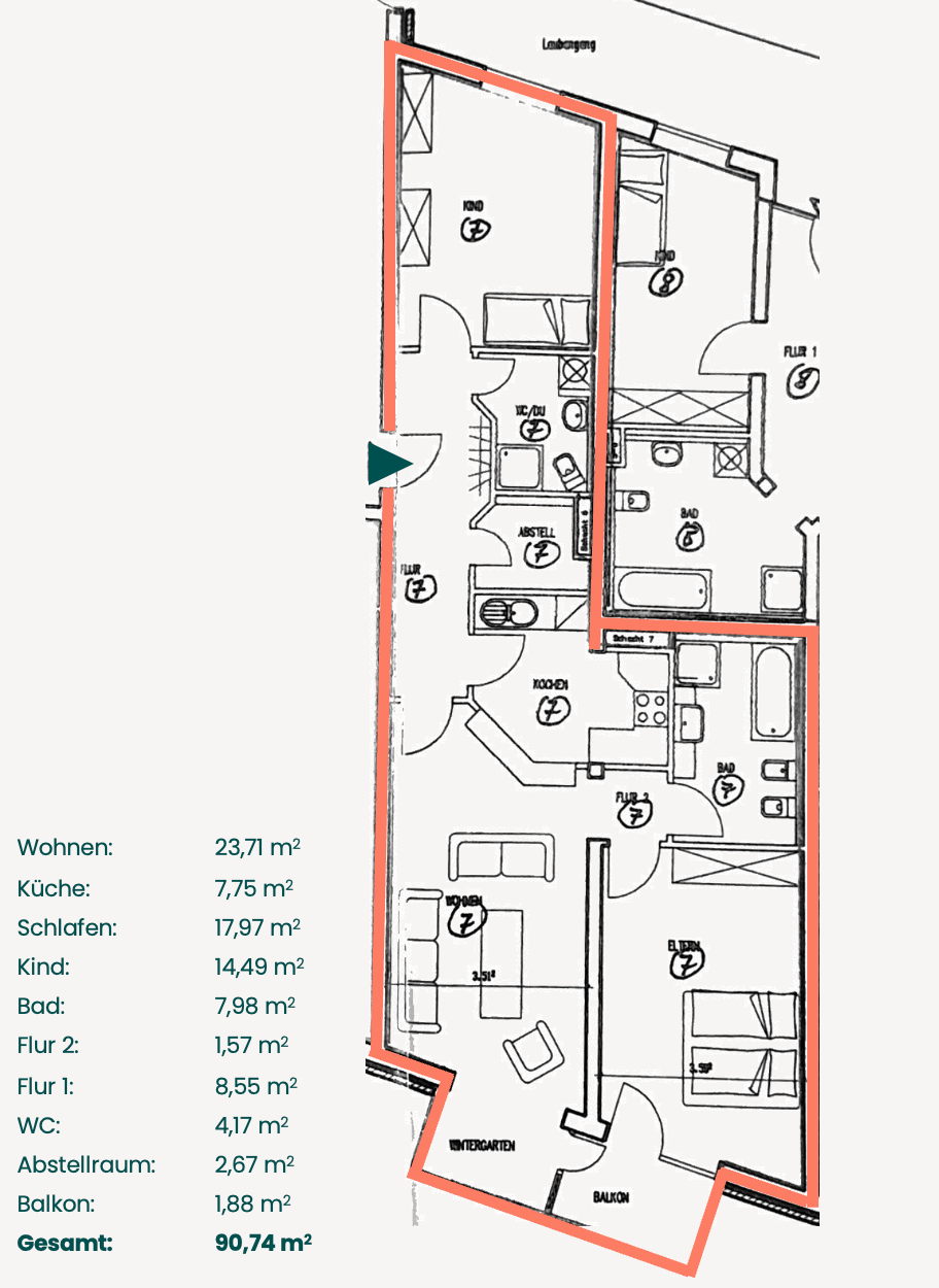 Wohnung zum Kauf 566.000 € 3 Zimmer 91 m²<br/>Wohnfläche 1.<br/>Geschoss Lurup Hamburg 22547