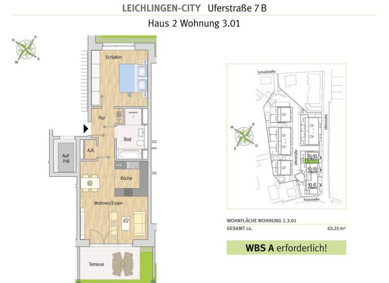 Wohnung zur Miete - Erstbezug nur mit Wohnberechtigungsschein 468 € 2 Zimmer 63,3 m² EG frei ab 01.04.2026 Uferstraße 7b Leichlingen Leichlingen (Rheinland) 42799