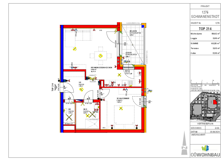 Wohnung zur Miete - Erstbezug 669 € 2 Zimmer 56,6 m² 2. Geschoss Alleehof 4 und 5 Schwanenstadt 4690