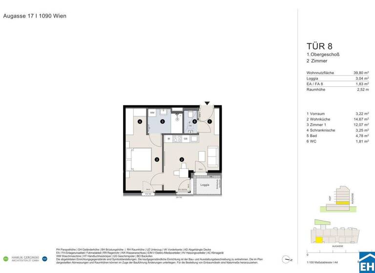 Wohnung zum Kauf - Erstbezug 362.500 € 2 Zimmer 39,8 m² 1. Geschoss Augasse Wien 1090