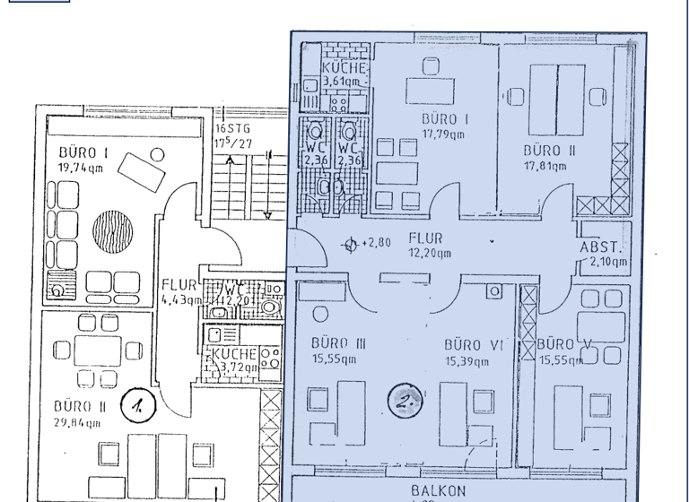 Bürofläche zur Miete 9,50 € 110 m²<br/>Bürofläche ab 110 m²<br/>Teilbarkeit Vogelstang Mannheim 68309