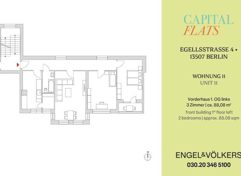 Wohnung zum Kauf provisionsfrei 360.000 € 3 Zimmer 88,1 m² 1. Geschoss Egellsstr. 2 Tegel Berlin 13507