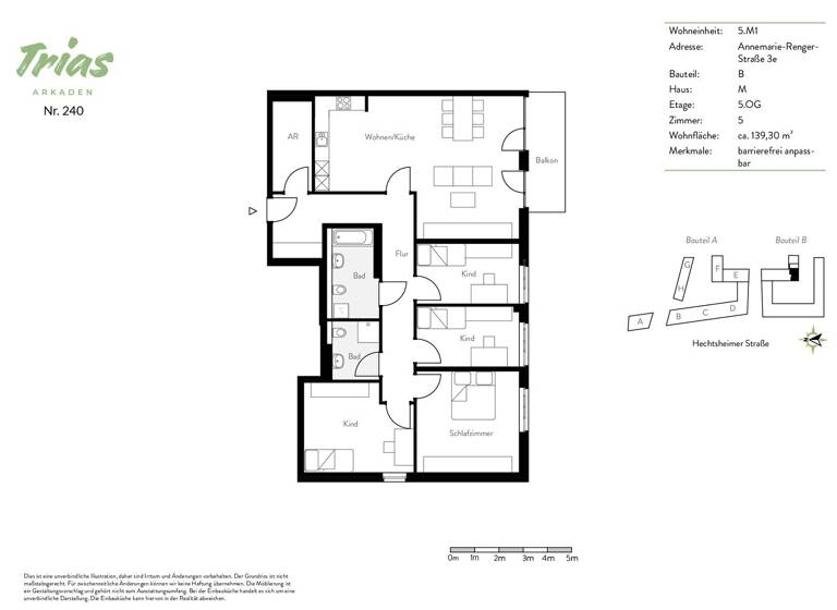 Wohnung zur Miete 2.040 € 5 Zimmer 139,3 m² 5. Geschoss frei ab 01.06.2026 Annemarie-Renger-Straße 3e Oberstadt Mainz 55130