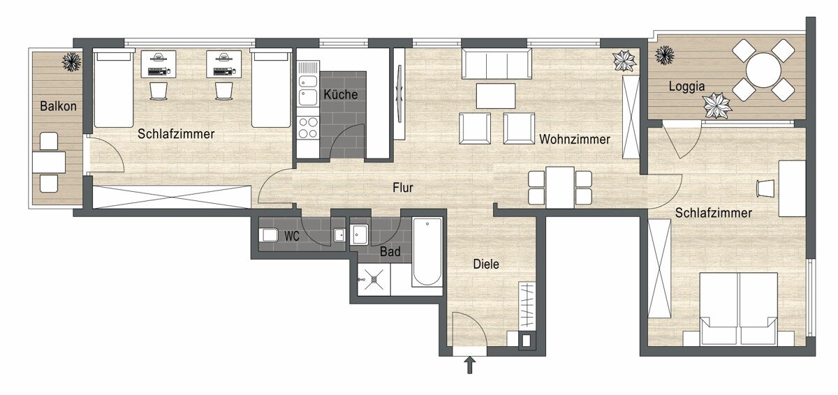 Wohnung zum Kauf 300.000 € 3 Zimmer 100 m²<br/>Wohnfläche 2.<br/>Geschoss Bad Rappenau Bad Rappenau 74906