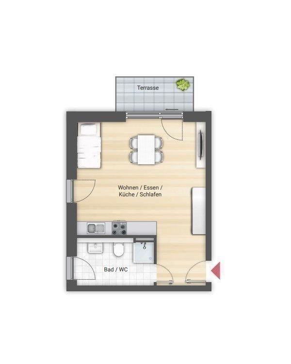 Terrassenwohnung zur Miete 659 € 1 Zimmer 42,5 m²<br/>Wohnfläche EG<br/>Geschoss ab sofort<br/>Verfügbarkeit Am historischen Lokschuppen 16 Stadtpark / Stadtgrenze 20 Fürth 90762