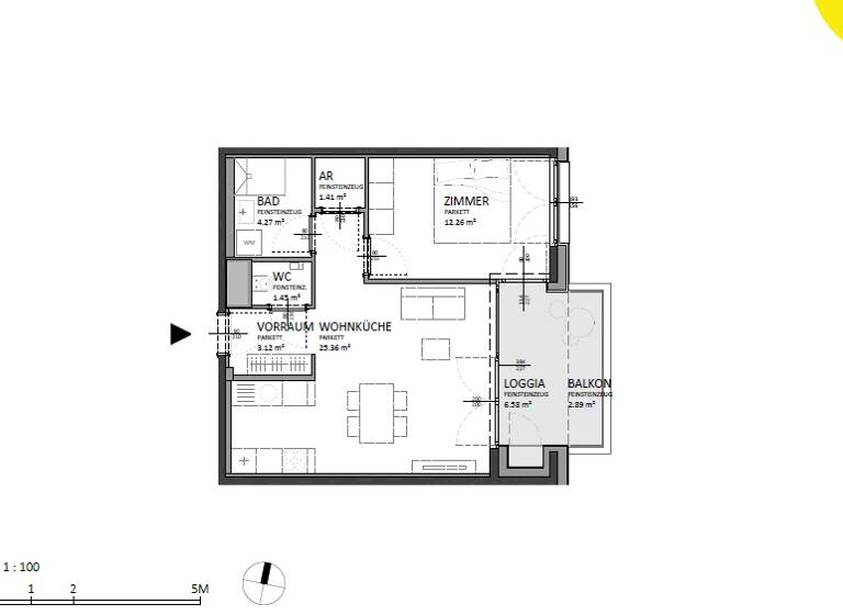 Wohnung zum Kauf 348.000 € 2 Zimmer 54,5 m² 5. Geschoss Josef-Deutsch-Strasse 3 Wien 1100