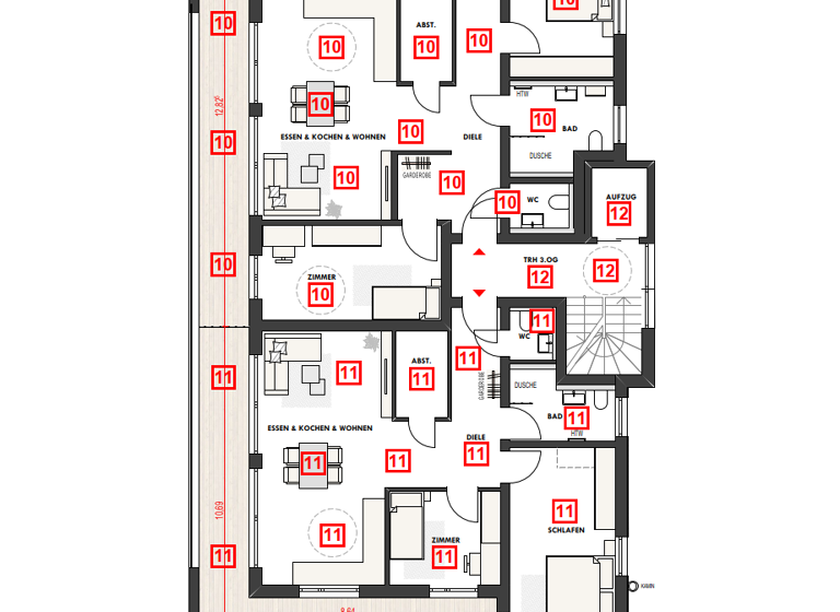 Penthouse zur Miete 1.230 € 3,5 Zimmer 101 m² Geschoss 3/4 frei ab sofort Wehingen 78564