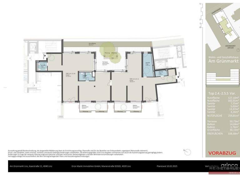 Büro zum Kauf - Erstbezug 259,8 m² Bürofläche Kaarstraße 11 und 13 Urfahr Linz 4040