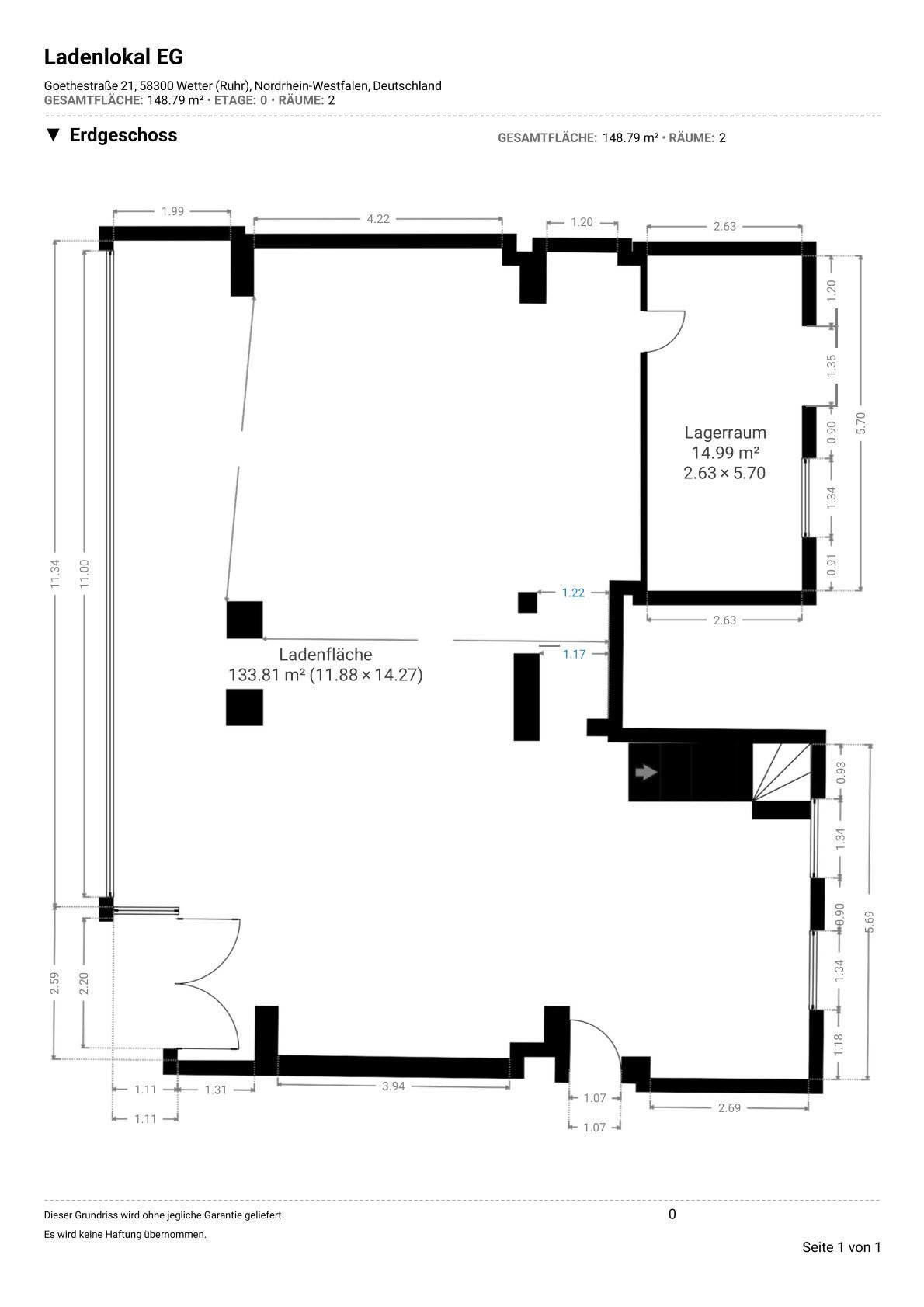 Laden zur Miete provisionsfrei 849 € 4 Zimmer 201,4 m²<br/>Verkaufsfläche Goethestraße 21 Grundschöttel Wetter (Ruhr) 58300