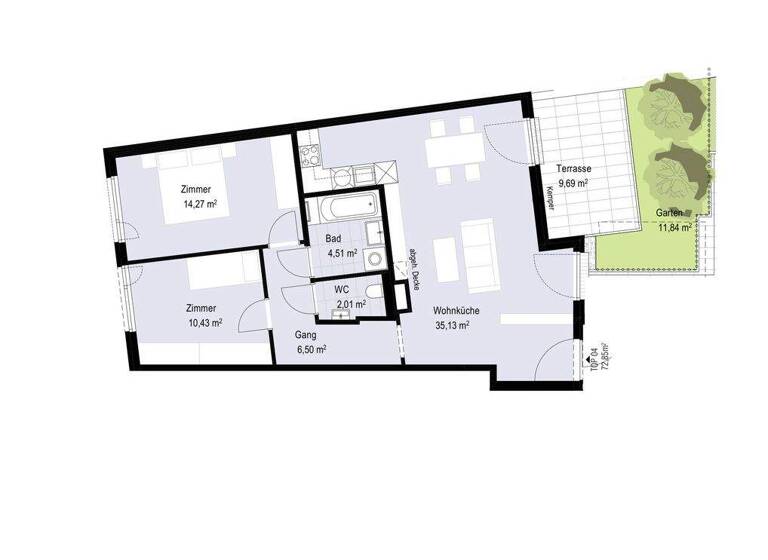 Wohnung zum Kauf - Erstbezug 519.600 € 3 Zimmer 72,9 m² EG Wien 1180