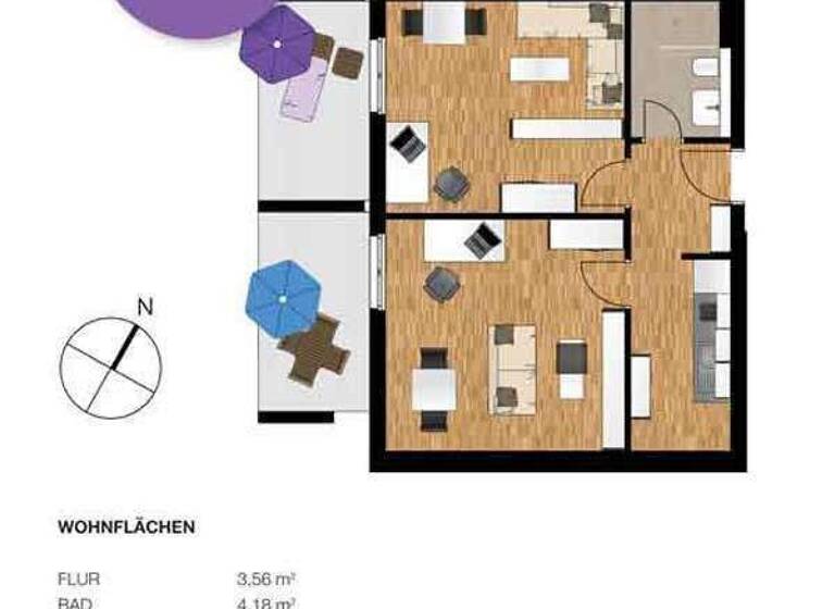 Wohnung zur Miete 687 € 2 Zimmer 49,1 m² EG frei ab 01.05.2026 Luxemburger Allee 4 Idstein 65510