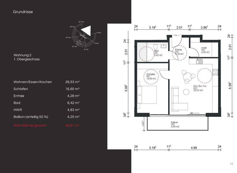 Wohnung zum Kauf provisionsfrei 285.600 € 2 Zimmer 64,9 m² Geschoss 2/4 Im Litzelholz 13 Biewer Trier 54293