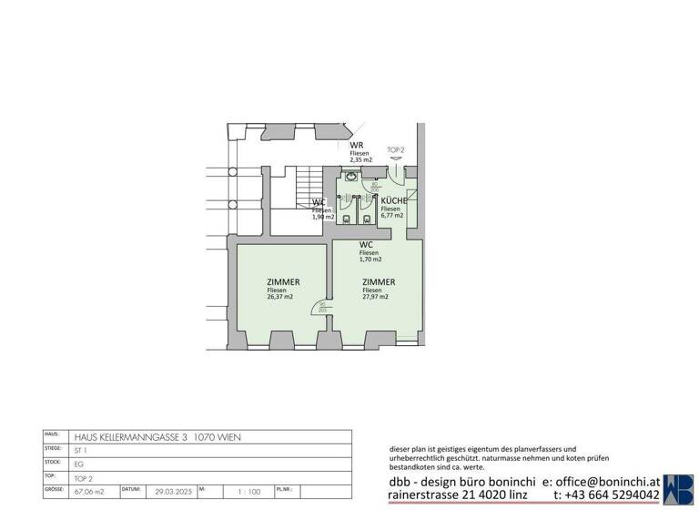 Büro zur Miete 1.100 € 2 Zimmer 67 m² Bürofläche Wien 1070