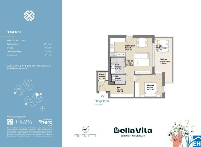Wohnung zum Kauf - Erstbezug 269.900 € 2 Zimmer 57,2 m² 1. Geschoss Ackergasse Wiener Neustadt 2700