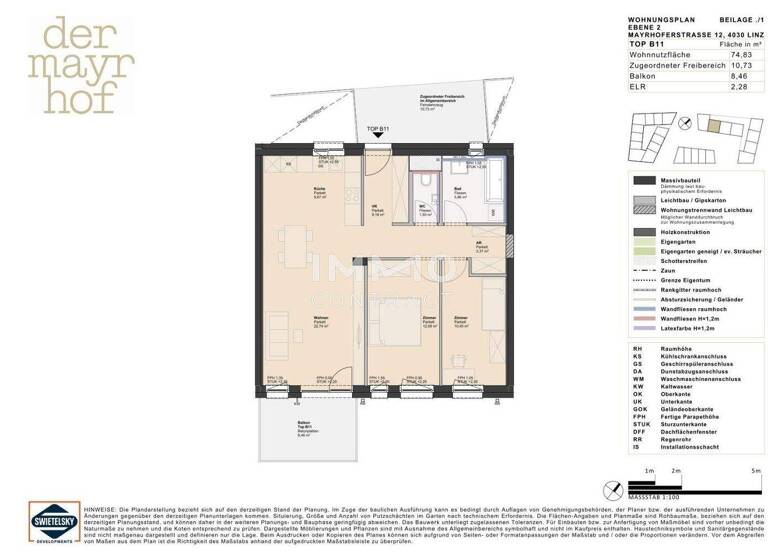 Wohnung zum Kauf - Erstbezug 320.000 € 3 Zimmer 74,8 m² Ufer Linz 4030