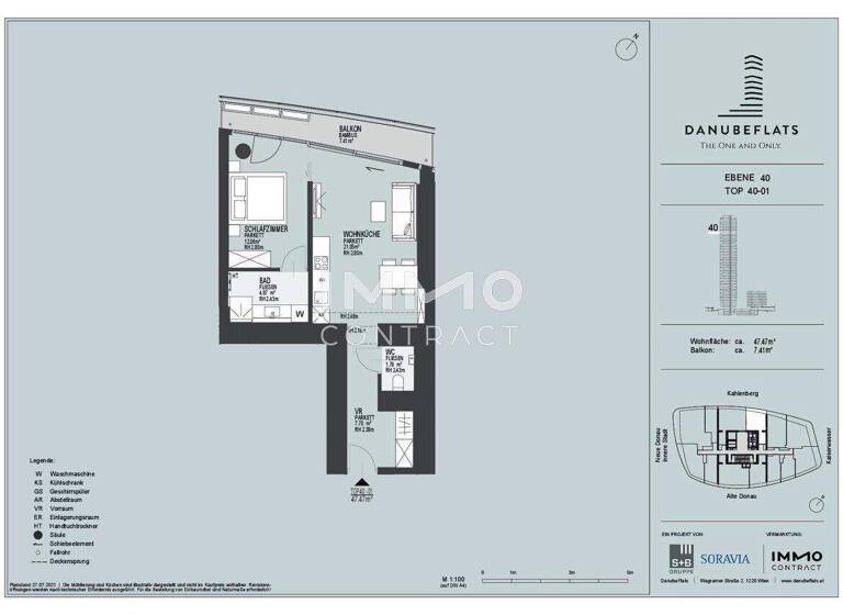 Wohnung zum Kauf - Erstbezug 566.200 € 2 Zimmer 47,5 m² Wagramer Straße 2 Wien 1220