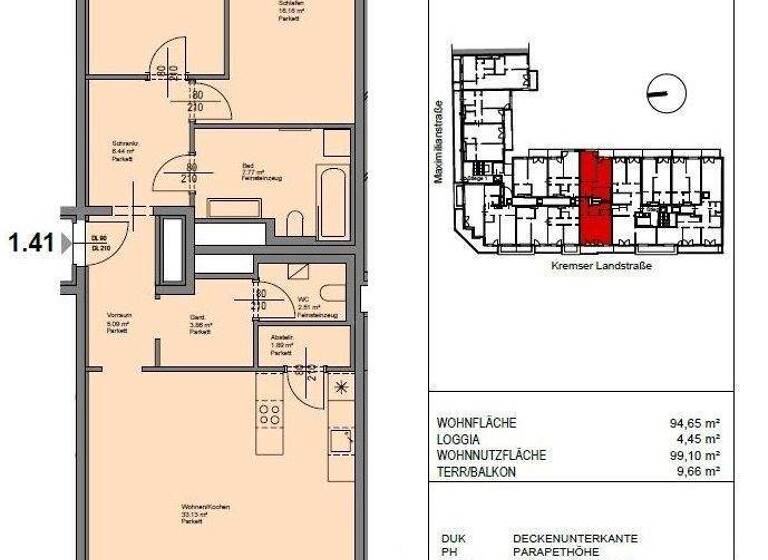 Wohnung zur Miete 991 € 3 Zimmer 94,7 m² Maximilianstraße 57 St. Pölten 3100