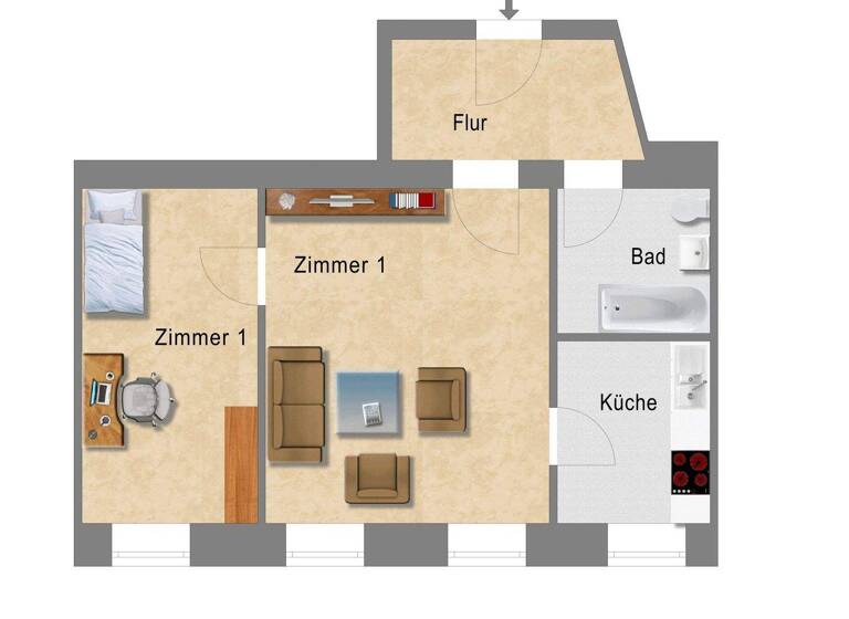 Wohnung zur Miete 599 € 2 Zimmer 44 m² 1. Geschoss frei ab 01.06.2026 Burgkstraße 41 Löbtau-Nord Dresden 01159