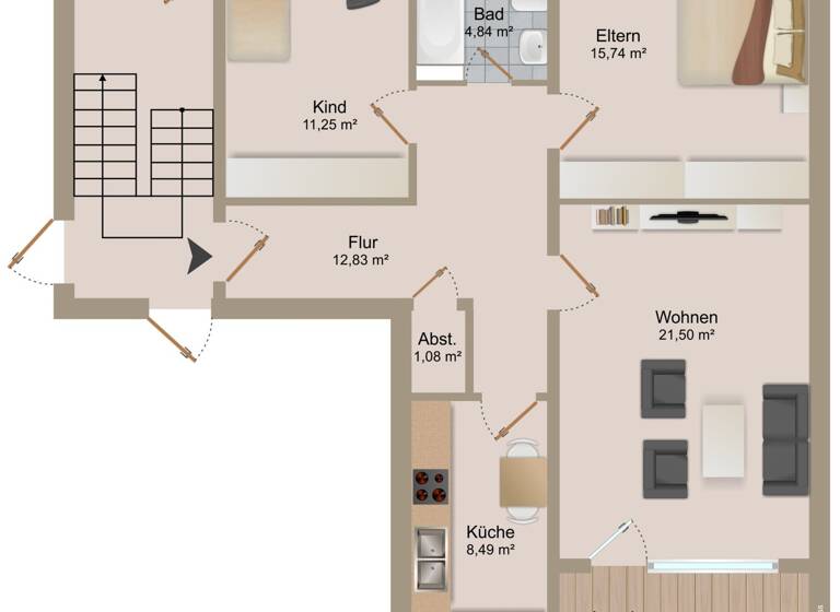 Wohnung zum Kauf 309.000 € 3 Zimmer 79 m²<br/>Wohnfläche Herzogenaurach Herzogenaurach 91074