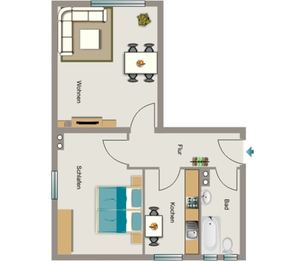 Wohnung zur Miete 599 € 2,5 Zimmer 44,9 m²<br/>Wohnfläche 1.<br/>Geschoss Kiesselbachstraße 26 Holthausen Düsseldorf 40589