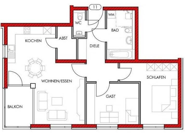 Wohnung zur Miete 1.327 € 3 Zimmer 85,1 m²<br/>Wohnfläche 3.<br/>Geschoss Geisseestraße 25-29 St Leonhard Nürnberg 90439