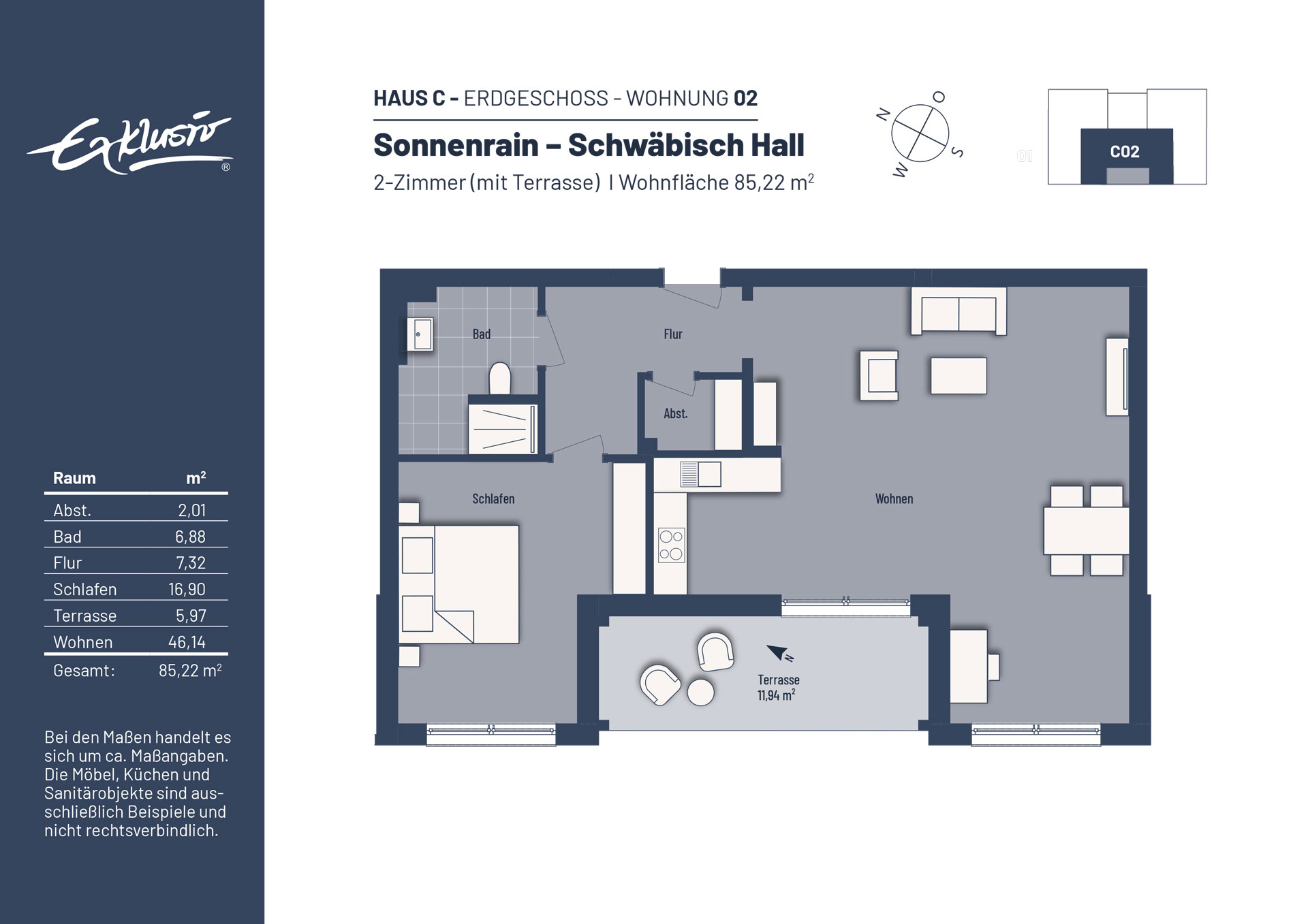 Wohnung zum Kauf provisionsfrei 379.000 € 2 Zimmer 85,2 m²<br/>Wohnfläche Emil-Leipersberger-Straße 1 Hessental Schwäbisch Hall 74523