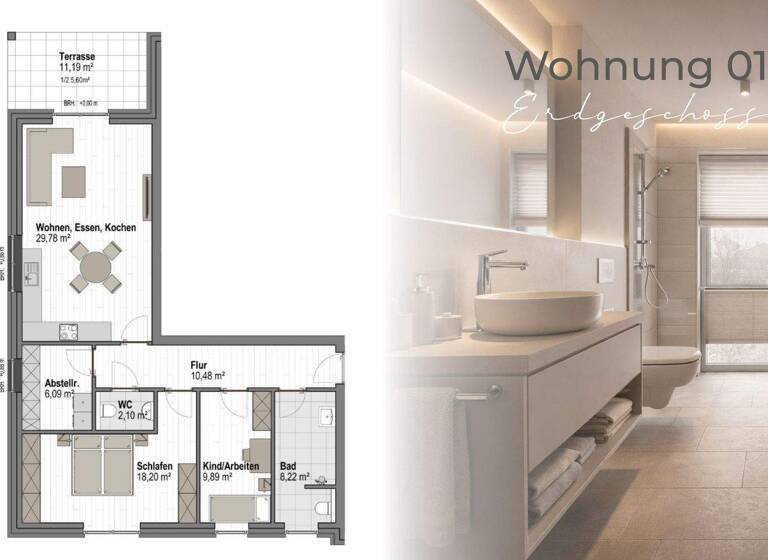 Wohnung zum Kauf - Erstbezug 349.000 € 3 Zimmer 90,4 m² 1. Geschoss frei ab 01.04.2026 Lemförde 49448