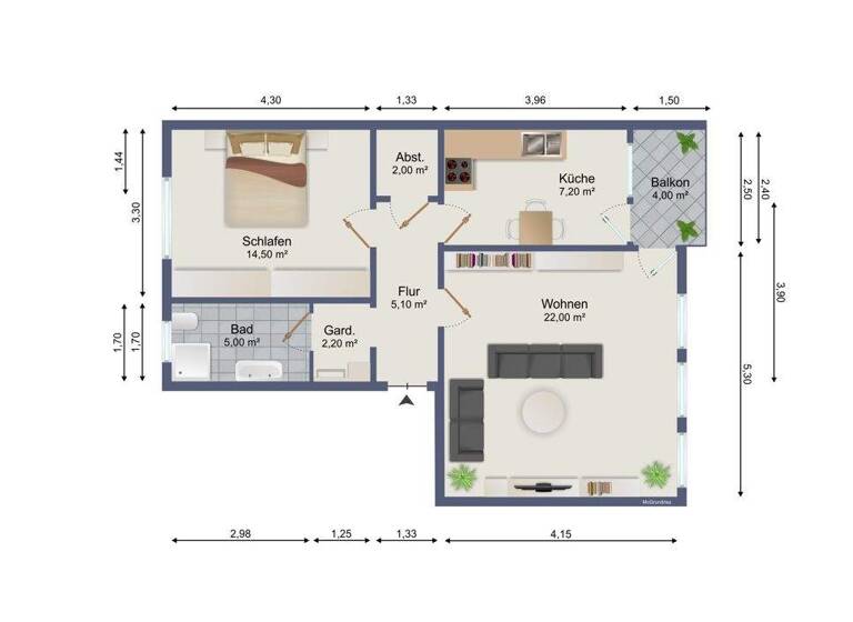 Wohnung zum Kauf 156.000 € 2 Zimmer 60 m² 2. Geschoss Eversburg Osnabrück 49090
