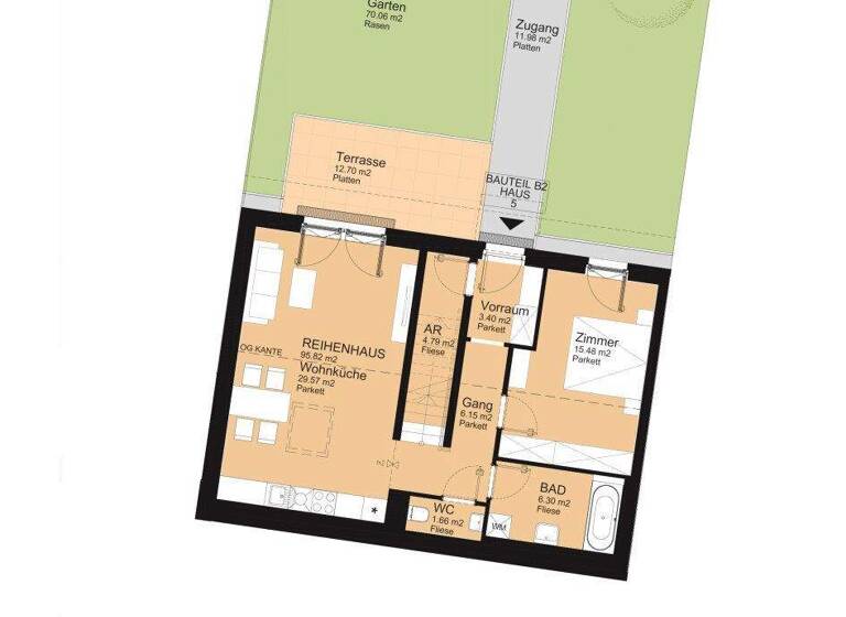 Reihenmittelhaus zum Kauf - Erstbezug 694.000 € 4 Zimmer 95,8 m² Klederinger Straße 151 Wien 1100