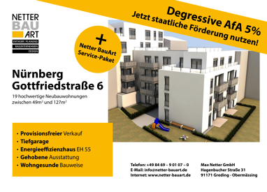 Wohnung zum Kauf provisionsfrei 359.500 € 2 Zimmer 56,2 m² 1. Geschoss Gottfriedstraße 6 Nürnberg 90478