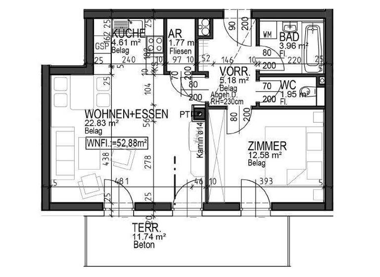 Wohnung zur Miete 725 € 52,9 m² Jagenbach 157/2 Jagenbach 3923