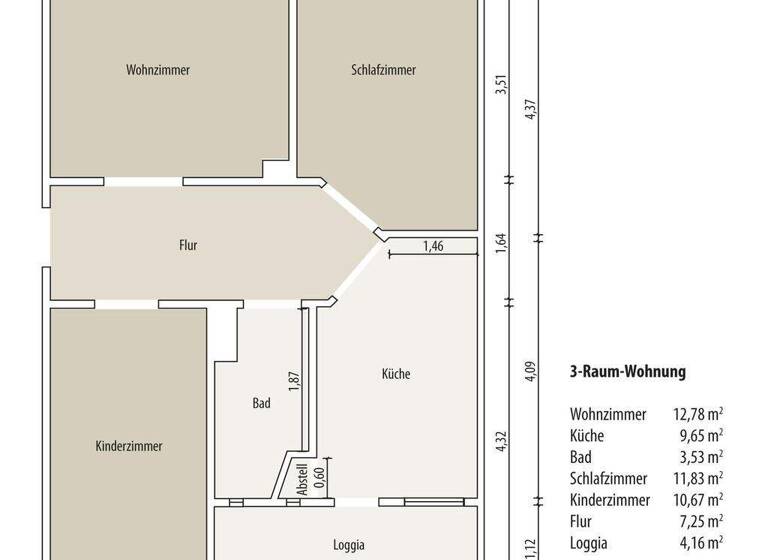 Wohnung zur Miete 378 € 3 Zimmer 60,6 m² EG frei ab 01.05.2026 Straße des Bergmanns 67 Innenstadt Gera 07546
