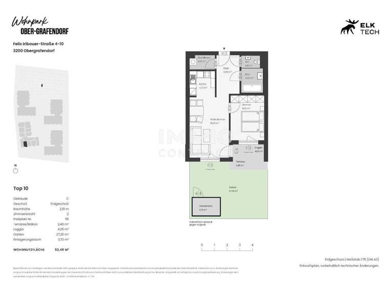 Wohnung zur Miete - Erstbezug 618 € 2 Zimmer 53,5 m² EG Ober-Grafendorf 3200