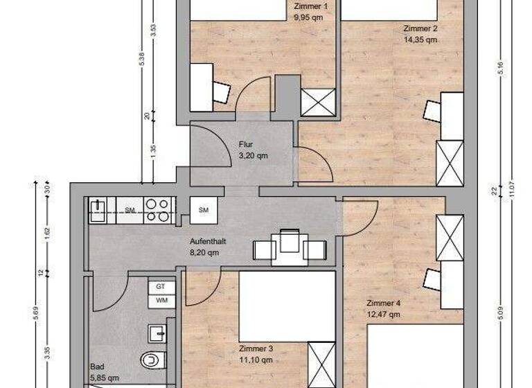 Studio zur Miete 385 € 1 Zimmer 11 m² Gibitzenhof Nürnberg 90441