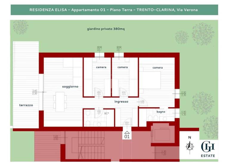 Wohnung zum Kauf - Erstbezug 478.000 € 4 Zimmer 73,7 m² EG frei ab sofort Viale Verona 114 Trento 38123