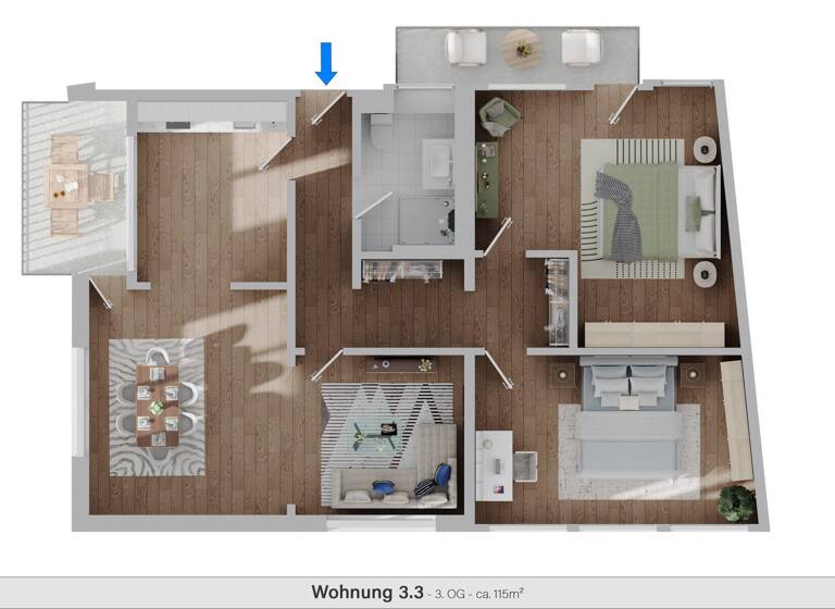 Wohnung zur Miete 2.013 € 3,5 Zimmer 115 m²<br/>Wohnfläche 3.<br/>Geschoss Altstadt Würzburg 97070