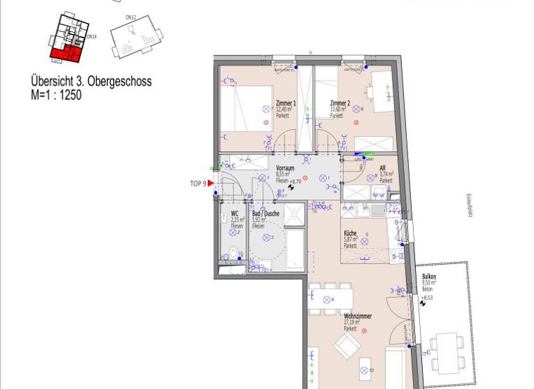 Wohnung zum Kauf - Erstbezug 358.100 € 3 Zimmer 76,5 m² 3. Geschoss Elisabeth Bollenberger - Gasse 10-14 Wiener Neustadt 2700