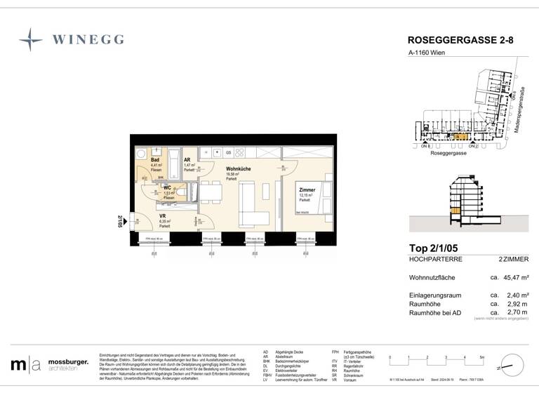 Wohnung zum Kauf - Erstbezug 245.700 € 2 Zimmer 45,5 m² EG Roseggergasse 2-8 Wien 1160