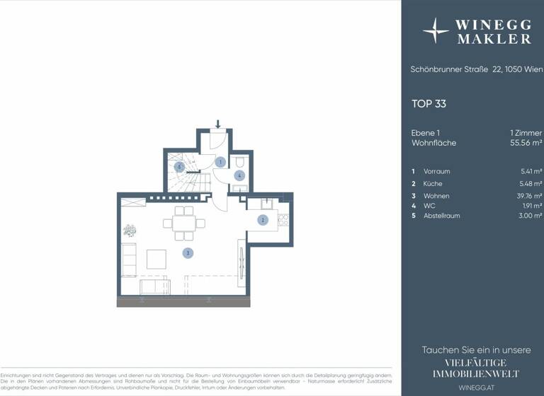 Wohnung zum Kauf 670.000 € 2,5 Zimmer 77,9 m² 4. Geschoss Schönbrunner Straße 22-24 Wien 1050