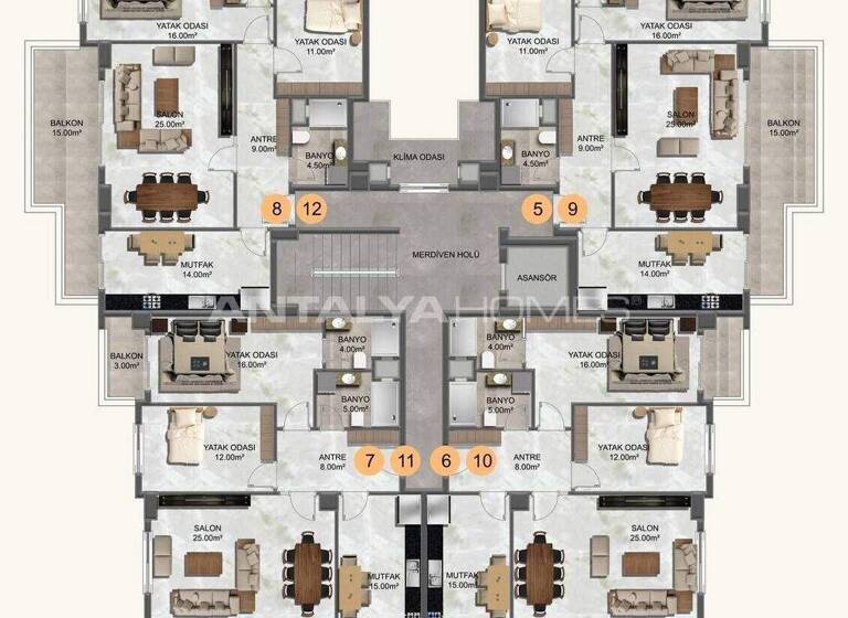 Penthouse zum Kauf 315.000 € 5 Zimmer 260 m² EG Antalya 07410