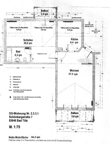 Wohnung zum Kauf provisionsfrei 144.000 € 2 Zimmer 84 m² frei ab sofort Schönbergstr. Bad Tölz Bad Tölz 83646