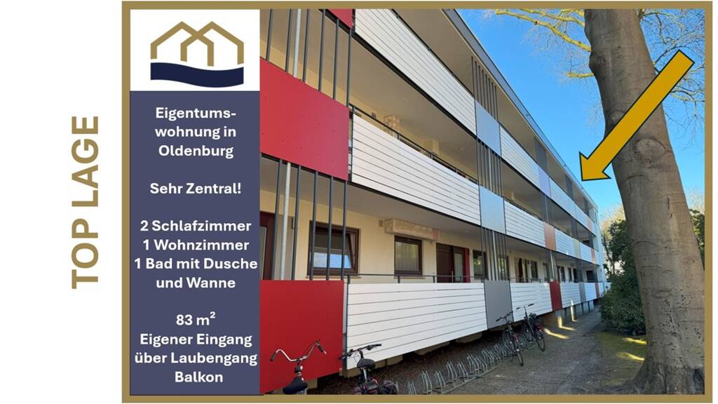 Wohnung zum Kauf 239.999 € 3 Zimmer 83 m² Gartenstraße 16 Innenstadt Oldenburg 26122