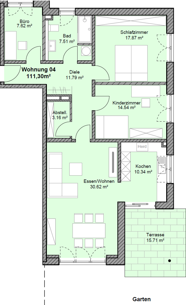 Terrassenwohnung zum Kauf provisionsfrei 4.480 € 4 Zimmer 111,3 m²<br/>Wohnfläche EG<br/>Geschoss An den Sandwellen 28 Abensberg Abensberg 93326