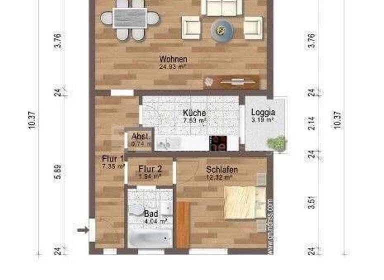 Wohnung zum Kauf 265.000 € 2 Zimmer 60,5 m²<br/>Wohnfläche 1.<br/>Geschoss ab sofort<br/>Verfügbarkeit Hangelar Sankt Augustin 53757