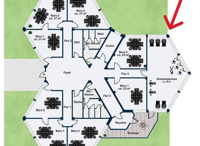Bürofläche zur Miete 9 € 3 Zimmer 110,9 m² Bürofläche Fürfeld Bad Rappenau / Fürfeld 74906