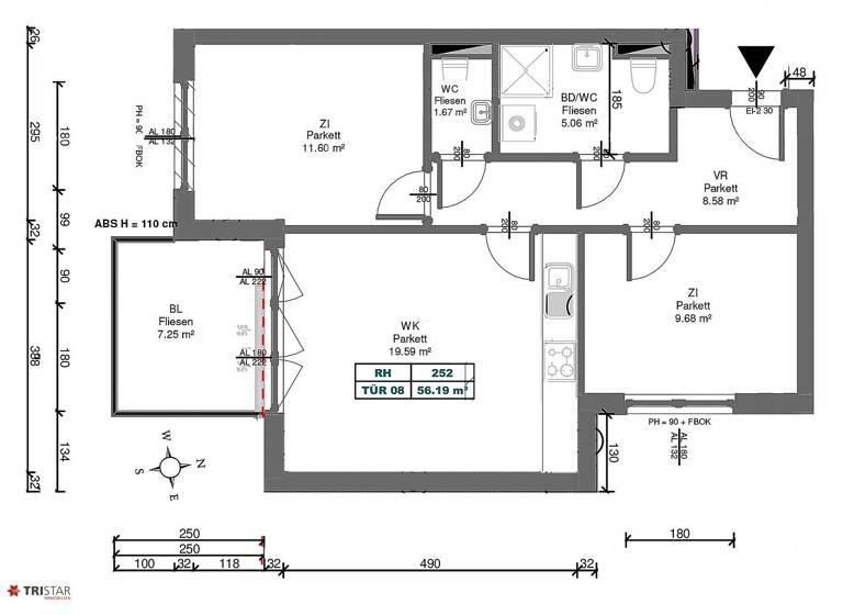 Terrassenwohnung zum Kauf - Erstbezug 349.000 € 3 Zimmer 56,2 m² 1. Geschoss frei ab 01.08.2026 Wien 1220