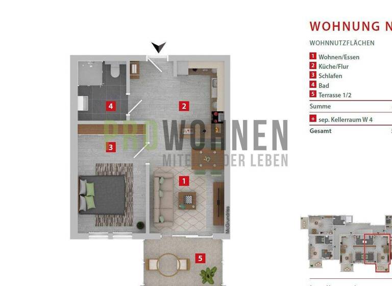 Wohnung zur Miete 677 € 2 Zimmer 48,1 m² Fechenbach Collenberg 97903